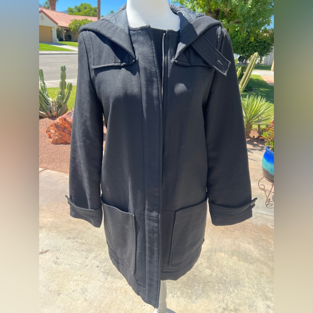 Lacoste Women's Classic Black Hooded Trench Coat